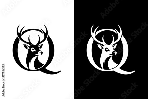 Elegant Deer Head Logo with Letter Q.