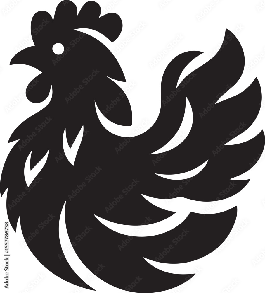 Fototapeta premium black and white rooster silhouette 