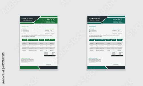 Professional modern minimal clean invoice template layout design for print