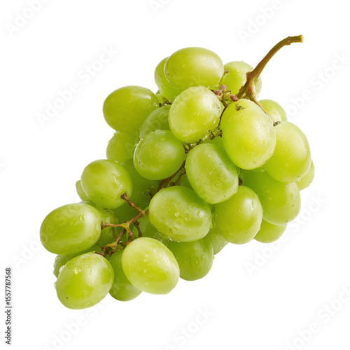 Fresh, healthy bunch of green grapes isolated on white