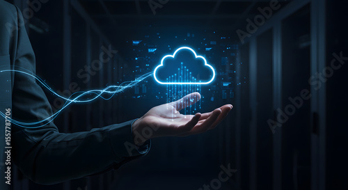 Cloud computing technology data storage network digital transformation solution server information hosting service hand business system connection internet