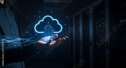 Cloud technology and computing for data storage. A network and server hosting service for information systems and secure data upload