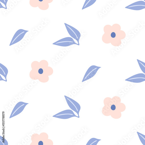 Seamless pattern of hand drawn wild doodle flowers on isolated background. Design for mother’s day, springtime and summertime celebration, scrap booking, wedding invitation, textile, home decor.