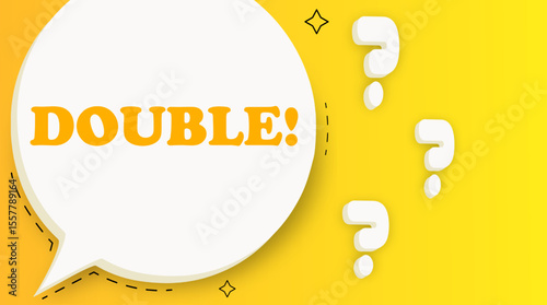 Double. Speech bubble with text. Business concept. 3d illustration. Pop art style. Vector line icon for Business and Advertising
