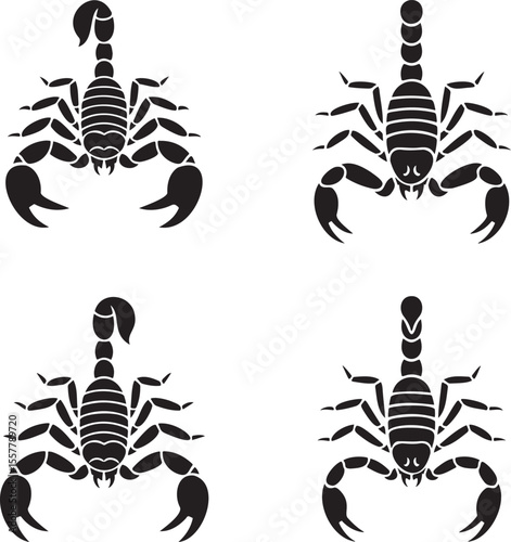 Set of Scorpion silhouette vector illustration isolated On Transparent Background 