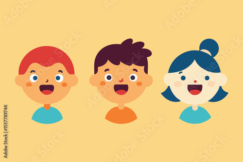 Girl and boy cartoon kids smiling happy children illustration