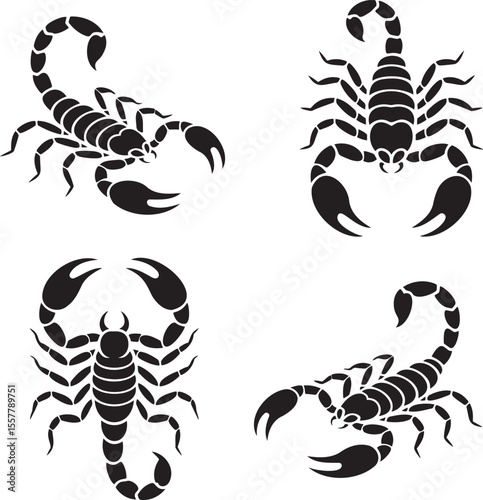 Set of Scorpion silhouette vector illustration isolated On Transparent Background 