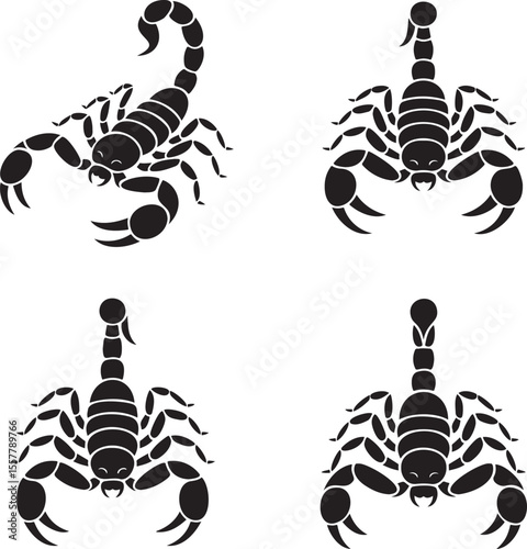 Set of Scorpion silhouette vector illustration isolated On Transparent Background 