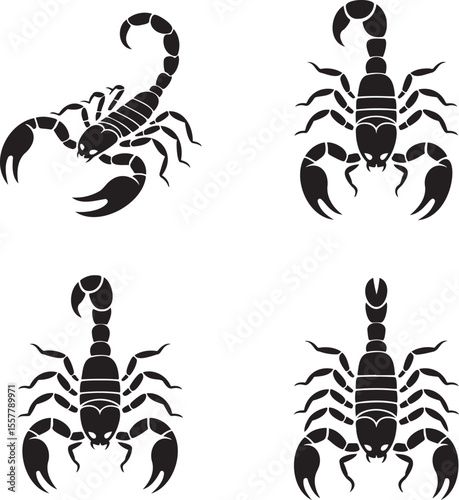 Set of Scorpion silhouette vector illustration isolated On Transparent Background 