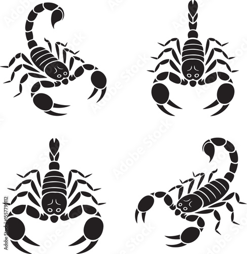Set of Scorpion silhouette vector illustration isolated On Transparent Background 