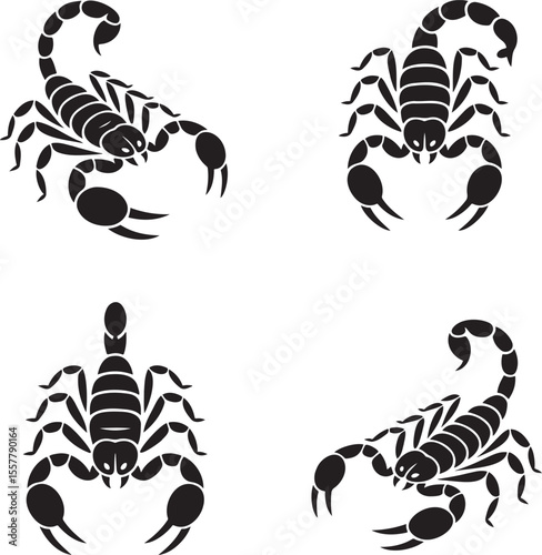 Set of Scorpion silhouette vector illustration isolated On Transparent Background 