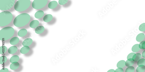 Green medical pills on a white background with abstract bubbles