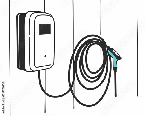 Electric vehicle charging station illustration with transparent background for modern design and eco friendly concepts