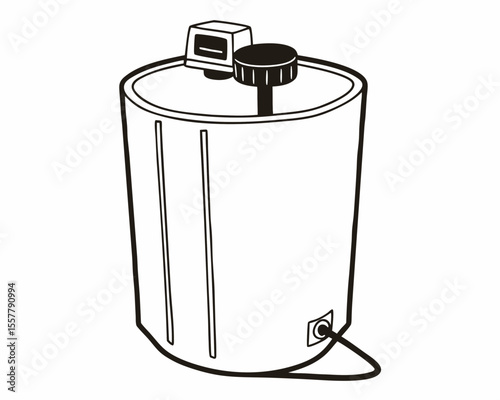 Outline illustration of a chemical reactor design with control panel and power cord for various applications