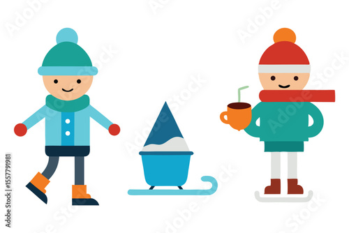 Orange cartoon construction worker with a wrench and helmet