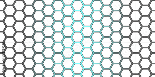 Seamless blue hexagonal grid pattern with honeycomb texture design