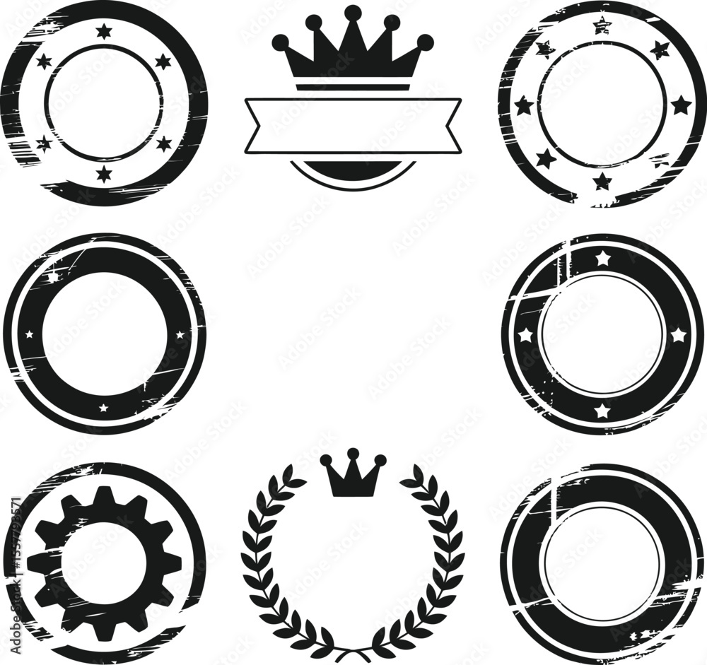 Vintage coffee labels and cup icons set with decorative elements