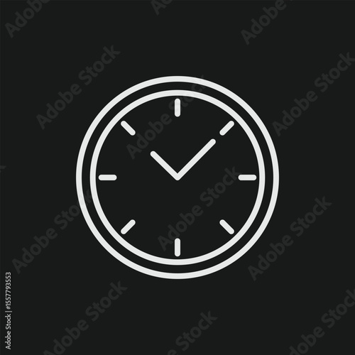 Clock with Checkmark Icon for On-Time Completion, Approved Schedules, and Punctual Deadlines