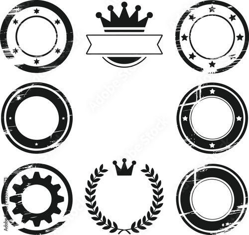 Vintage coffee labels and cup icons set with decorative elements