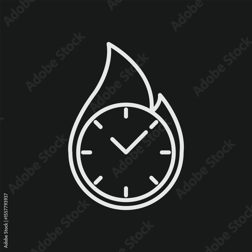 Urgent Deadline and Flash Sale Icon with a Burning Clock for Limited Time Offers and Crisis Management