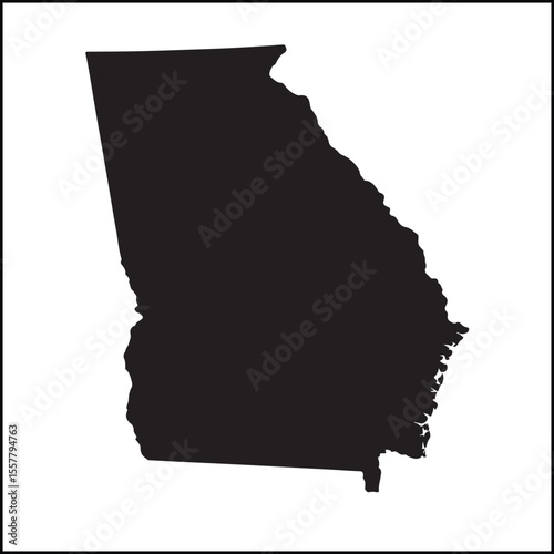 Georgia black silhouette map vector