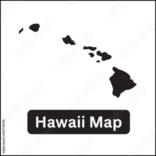 Hawaii black silhouette map vector