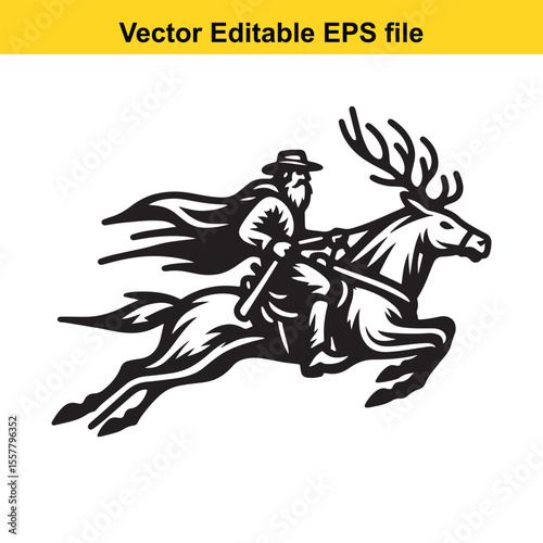 Wallpaper Mural Vintage Santa Claus Riding Reindeer Through Forest Engraving Vector Illustration for Christmas Season Joy and Festive Celebration Torontodigital.ca