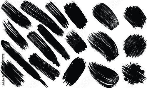 Seamless grunge vector art pattern with black and white ink splash textures and scribble strokes