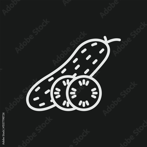Fresh Sliced Cucumber Icon for Healthy Salads, Vegetarian Food, and Natural Spa Beauty Treatments