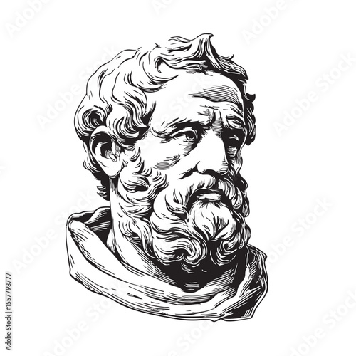 Ancient greek philosopher head study, classical art