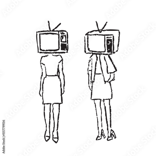 Tv heads women concept for media influence and conformity