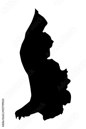 Vector map of Liechtenstein, a country in Central Europe. Detailed black silhouette, isolated on white background.