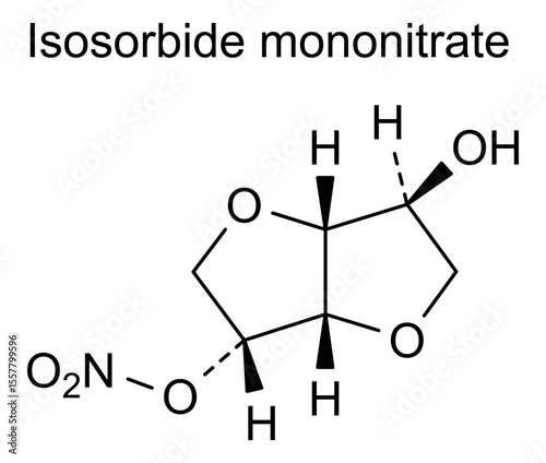 Chemical structure of isosorbide mononitrate, drug substance