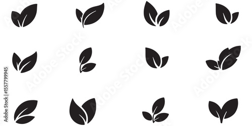 Green leaf icons set. Leaves icon on isolated background. Collection green leaf. Elements design for natural, eco, vegan, bio labels. Design EPS10
