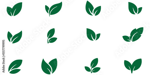 Green leaf icons set. Leaves icon on isolated background. Collection green leaf. Elements design for natural, eco, vegan, bio labels. Design EPS10