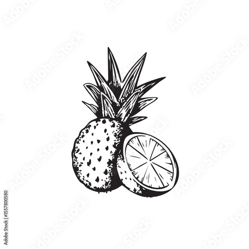 Pineapple and orange, summer freshness concept
