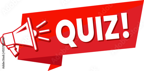 Quiz Megaphone Banner for Educational Content & Challenges - Red Announcement Design