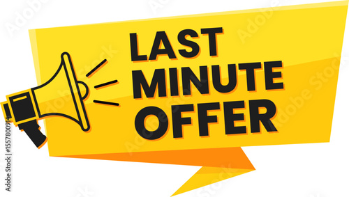 Last Minute Offer Banner for Sales & Promotions - Yellow Megaphone Call to Action