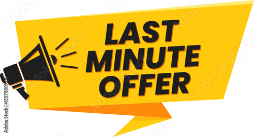 Last Minute Offer Banner for Sales & Promotions - Yellow Megaphone Call to Action