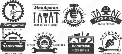 Handyman logo monochrome icons