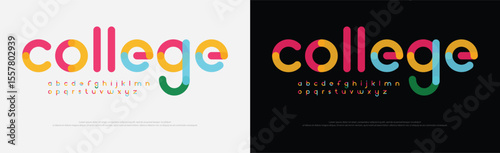 Modern creative color logo alphabet font. College sport font in american style for football, baseball or basketball logos and t-shirt.
