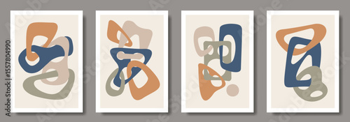 Wallpaper Mural Abstract creative art posters with geometric shapes and 3d effects for interior design. Set of artistic modern trendy 3d backgrounds. Collection of premium art design for cards, cover, banner. Torontodigital.ca