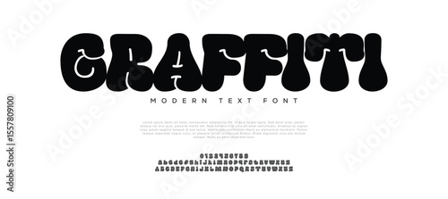 Abstract Bold Graffiti Font With Rough Texture, Grunge style, Uppercase and Number, Design for urban, movie, film, sport, clothing, band music. Vector illustration