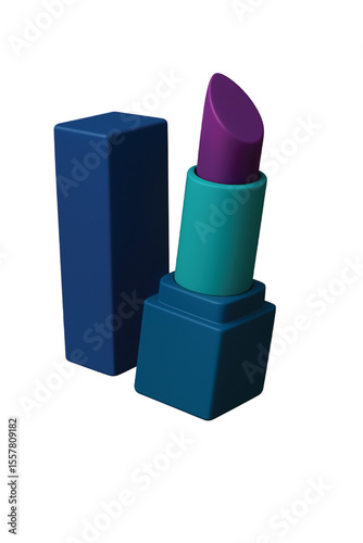 3D colorful lipstick icon, makeup item. 