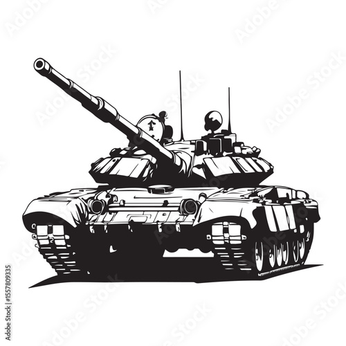 Military tank vector image silhouette