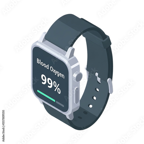 Smartwatch showing blood oxygen level in real time.