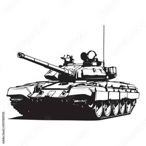 Military tank vector image silhouette