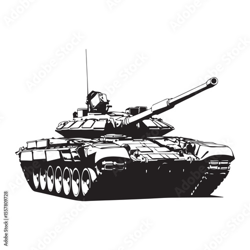 Military tank vector image silhouette