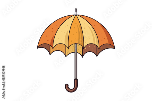 Vector flat illustration of cute umbrella in rain with gentle drizzle, pastel cartoon design for nursery prints, kids education visuals, and rainy day decor
