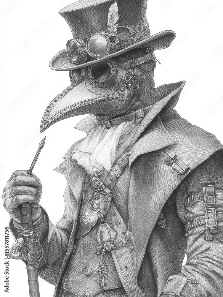 Obraz premium Steampunk Plague Doctor Coloring Pages